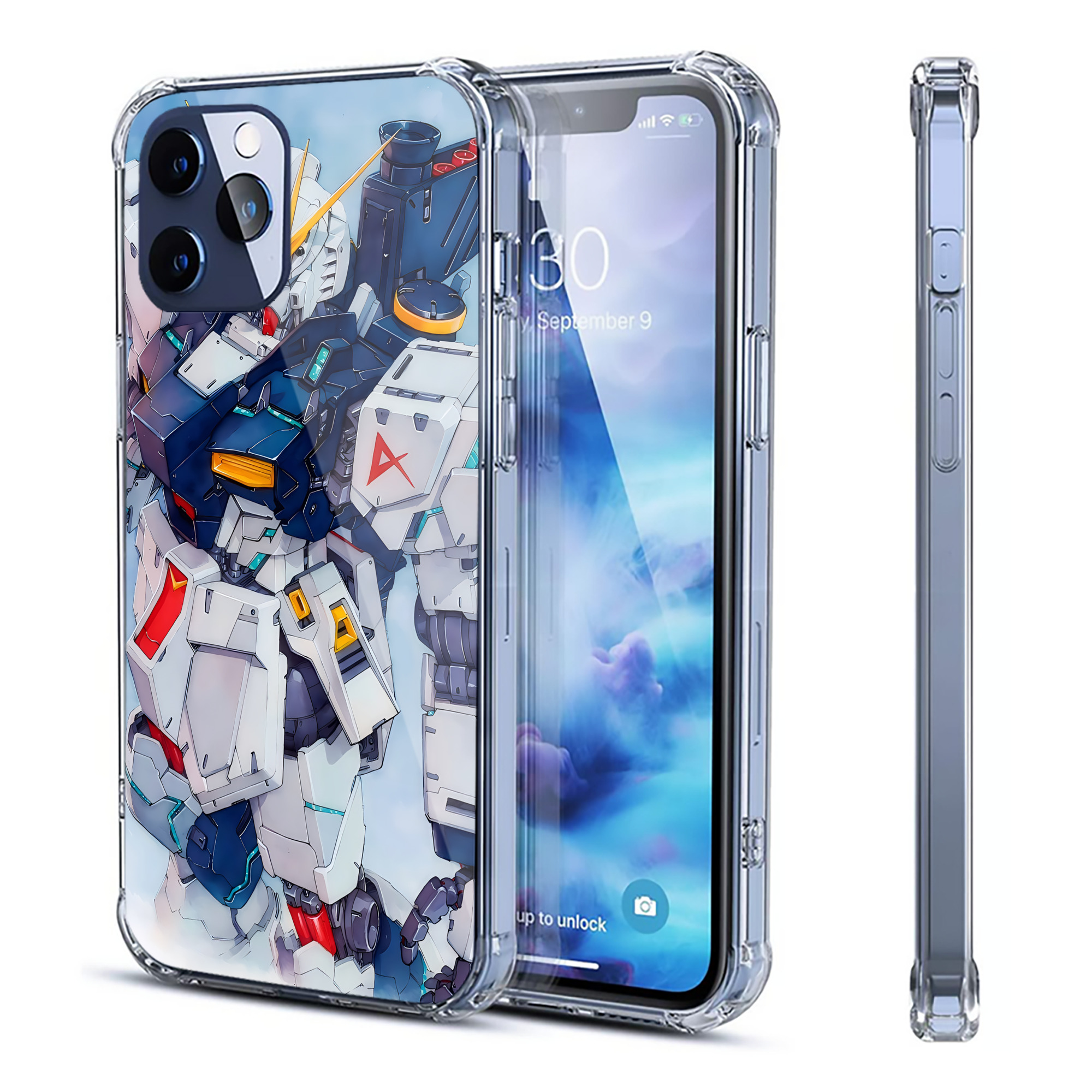 （画像用） 機動戦士ガンダム Mobile Suit Gundam 【iPhone 12シリーズ対応】透明スマホケース（クリアソフトケース）